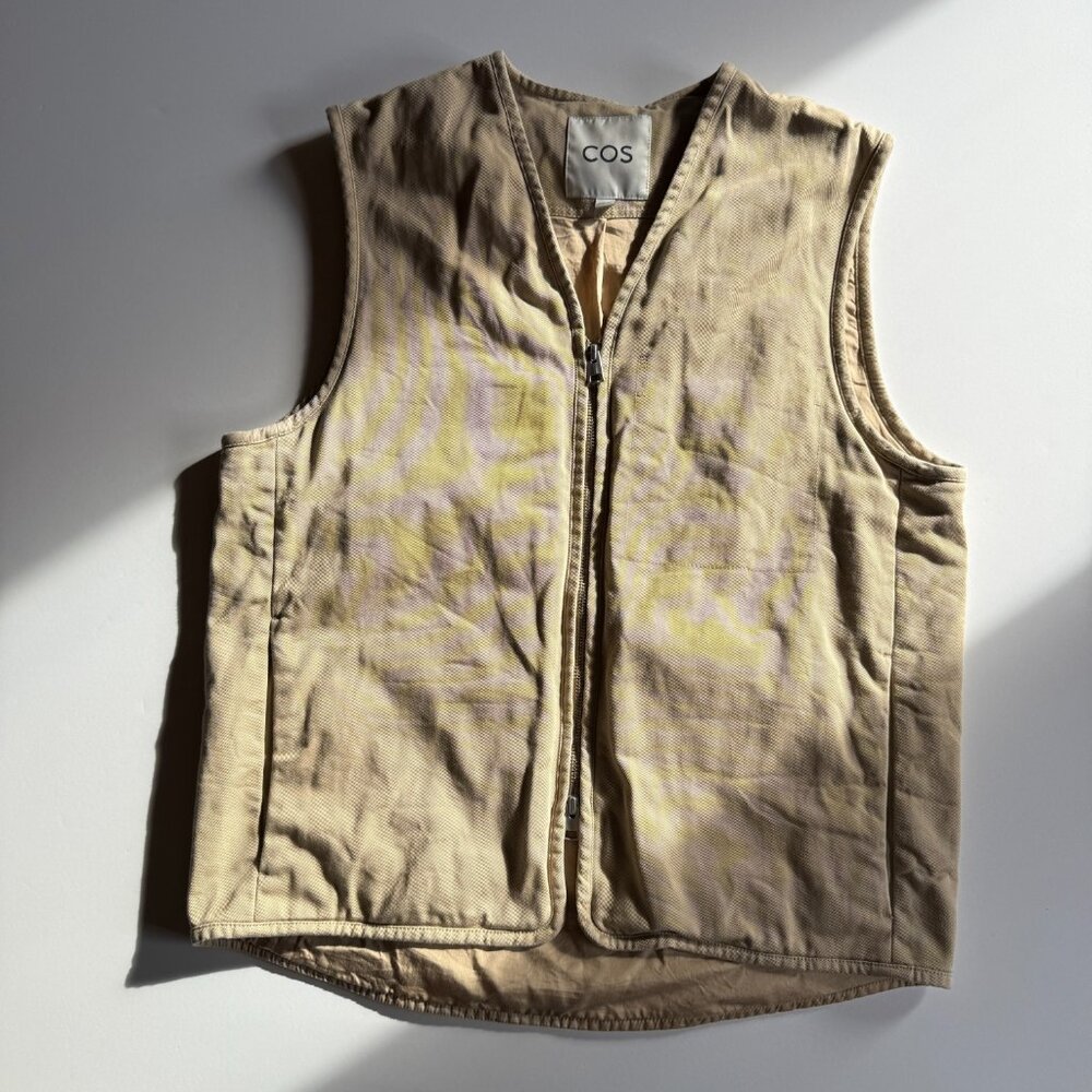 COS Padded Canvas Utility Vest – Beige - Men's Medium